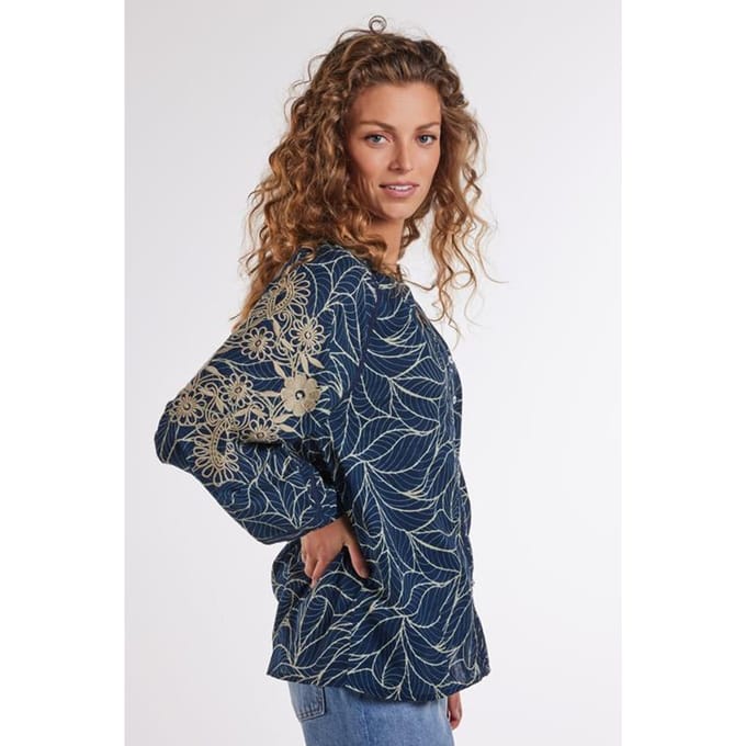 DIDI Dames Blouse Abby Blue Leaves print maat 36