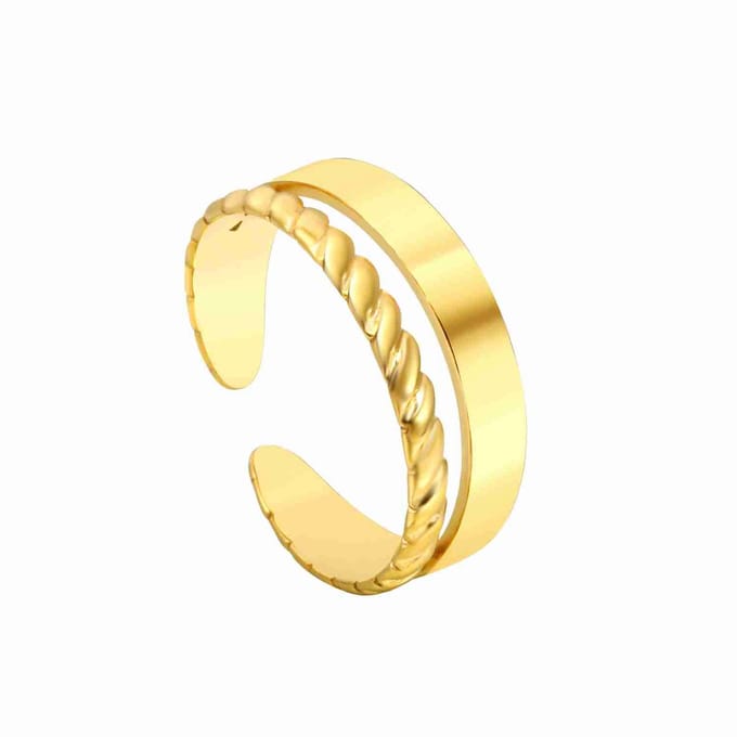 WeLoveSilver - Goudkleurige ring - Chirurgisch staal - Gedraaid design
