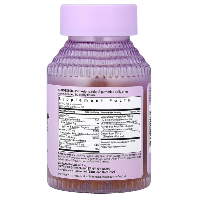 Lemme, Immunity Daily Wellness Gummies, Zoete Sinaasappel, 60 Gummies