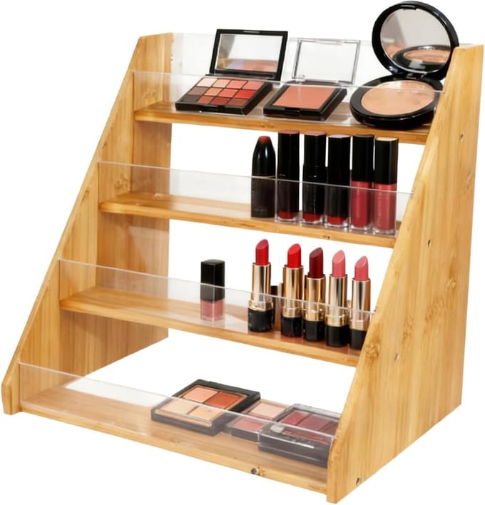 Card Display Stand - 4 Tier Houten Acryl Houder, Trading Card Display Stand | voor Thuis Werkplek Verjaardagsfeest Handel Toon Retail Store Craft Fair