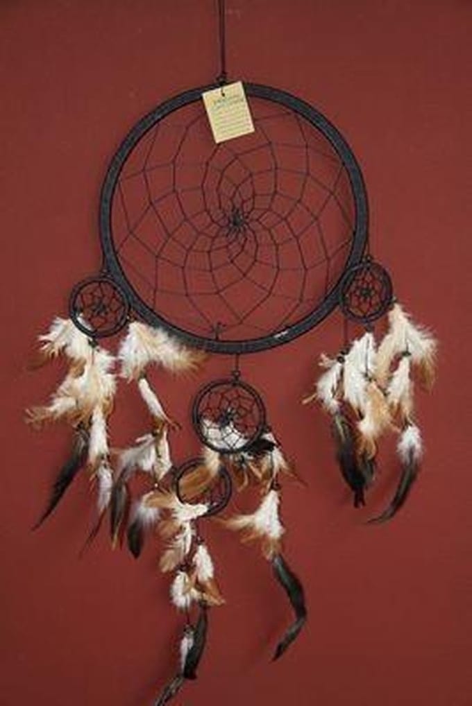 Dromenvanger / Dreamcatcher Ø26cm met kleintjes  - zwart