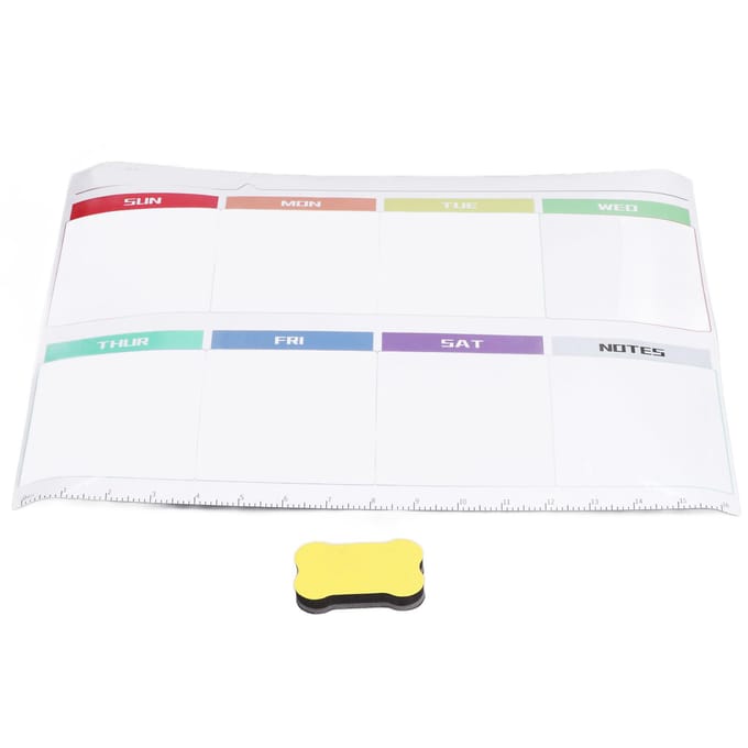Wekelijkse Kalender Zelfklevende Herbruikbare Wekelijkse Droog Uitwisbare Bord Plakker met Wisser voor Thuis Muur Koelkast white