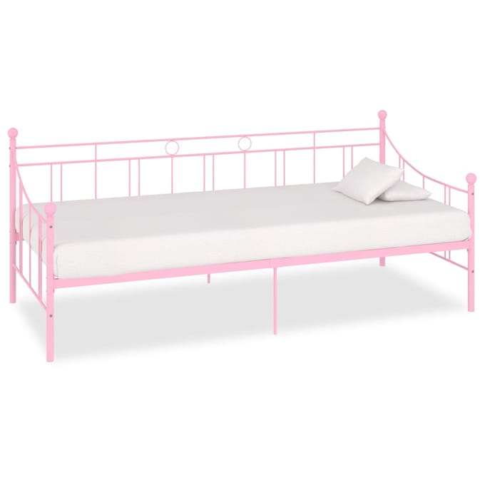 vidaXL - Slaapbank - metaal - roze - 90x200 - cm