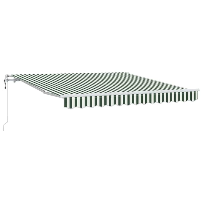 vidaXL - Uitschuifbare - luifel - Groen - en - Wit - 300 - x - 250 - cm
