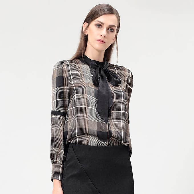 Ascot tie tartan shirt