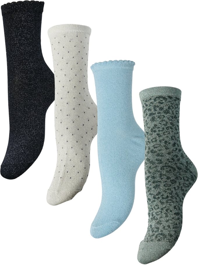 PIECES - PCSEBBY GLITTER LONG 4-PACK MIX NOOS BC - Dames - Sokken