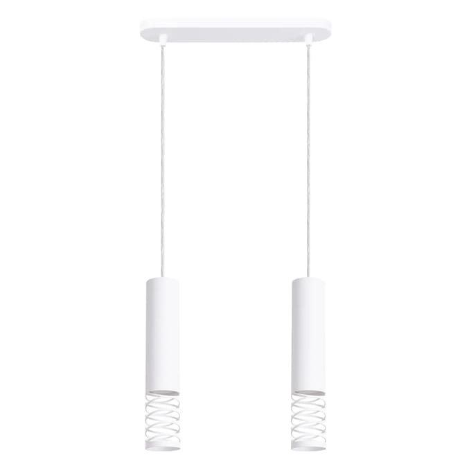 Hanglamp LAMI 2 met 2 opengewerkte spiraalkappen in lijn - Sollux Lighting - IP20 - Wit staal behuizing - 33 x 6 x 125 cm - 2 x GU10 LED, exclusief lichtbron - 2 x 10 W - Moderne hanglamp voor woonkamer, slaapkamer en eetkamer