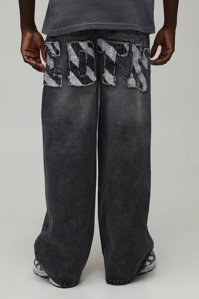 Jeans Met Zebra Applicatie En Baggy Fit | Light Grey | Size 32R