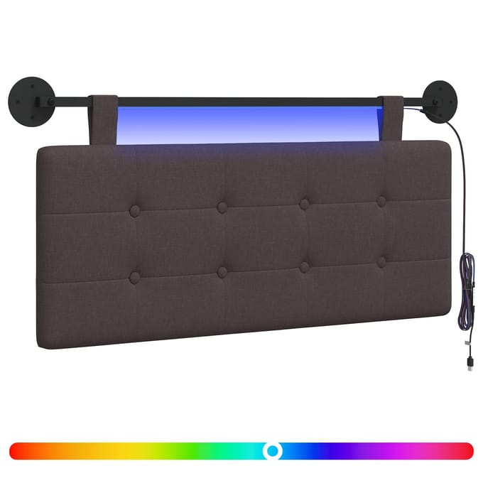 vidaXL - Hangend - hoofdbord - Met - LED-verlichting - Donkerbruin - Stof