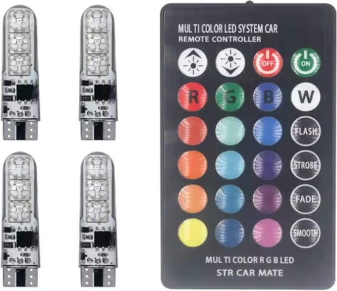 T10 W 5w 194 168 5050 Festoon Dome Light Wedge Side Led SilicaGel LED Remote Controller Lamp RGB Bulbs Breedte Indicator