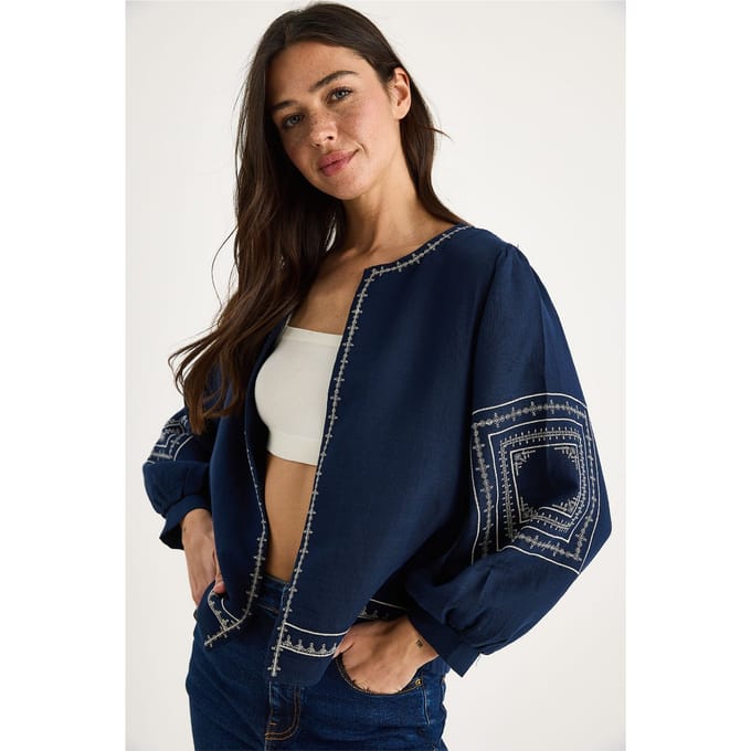 Geborduurd Crew Neck Casual Jacket