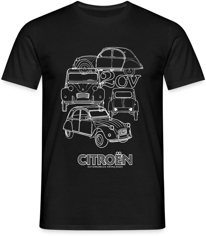 Citroën 2CV Modellen Schetsen T-Shirt Heren