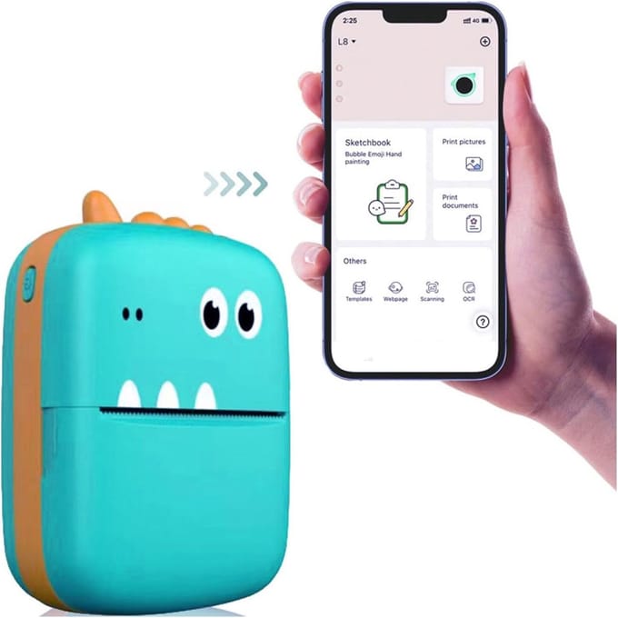 Draagbare Mini-pocketprinter - Inktloos Zwart-wit Afdrukken - Oplaadbare Thermische Printer met APP voor Afbeeldingen, Etiketten en Teksten afdrukken