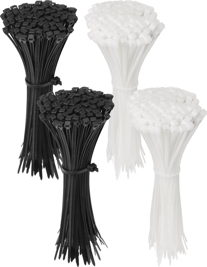 Polyamide kabelbinders, Tie Rips, zwart+wit 300x4.8mm / 400