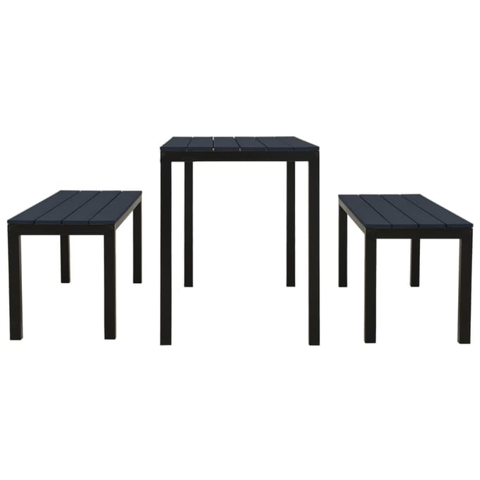 vidaXL - 3-delige - Tuinset - staal - en - HKC - zwart