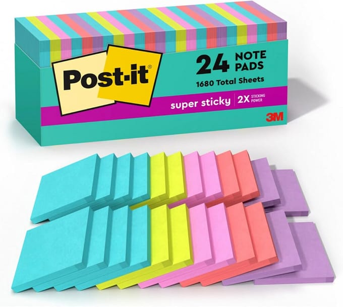 Post-it Super Sticky Notes 7,6 x 7,6 cm - 70 vellen - 24 blokjes - Miami-collectie