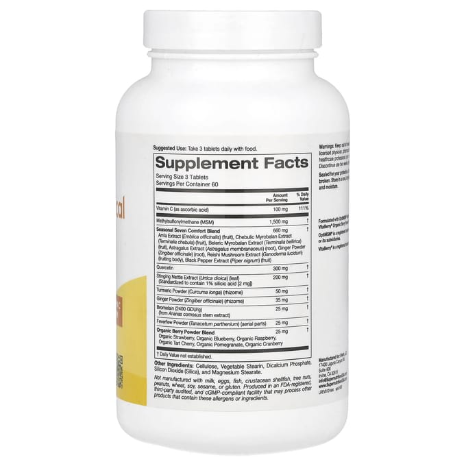 Super Nutrition, Complexe Botanique Saisonnier, 180 Comprimés