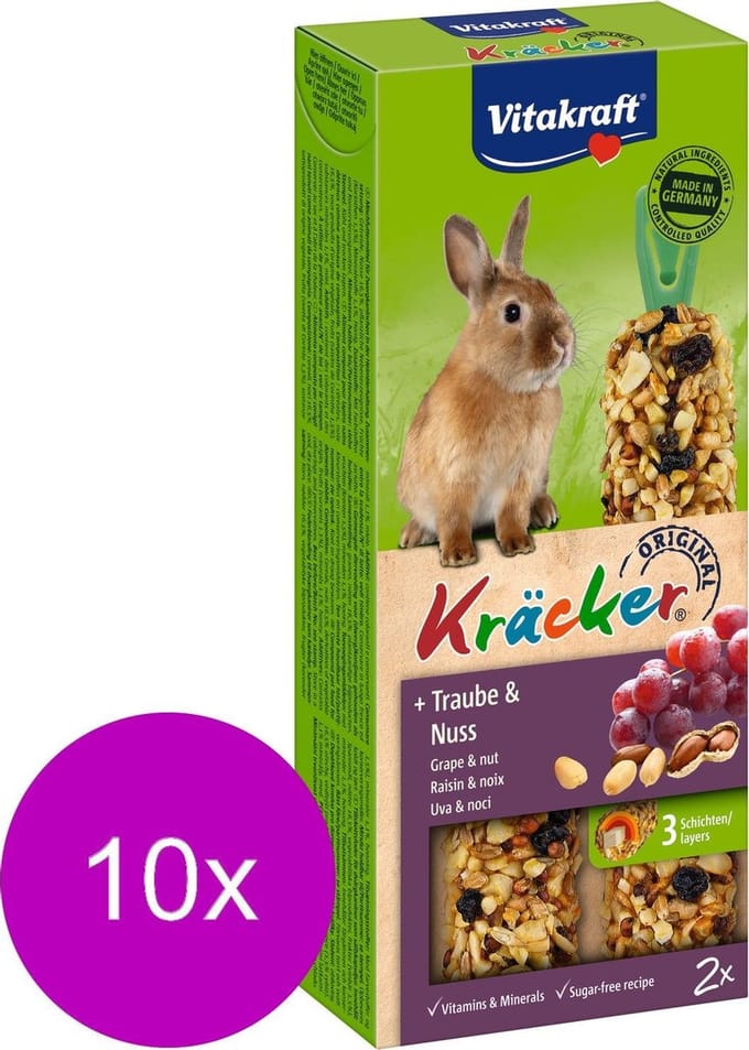 Vitakraft Dwergkonijn Kracker Noot 2 In 1 - 10 stuks