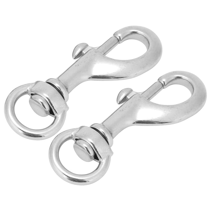 2 stuks 80MM Duiken 316 Roestvrij Staal Draaioog Karabijnhaak Draaiende Enkelvoudige Duikclip white