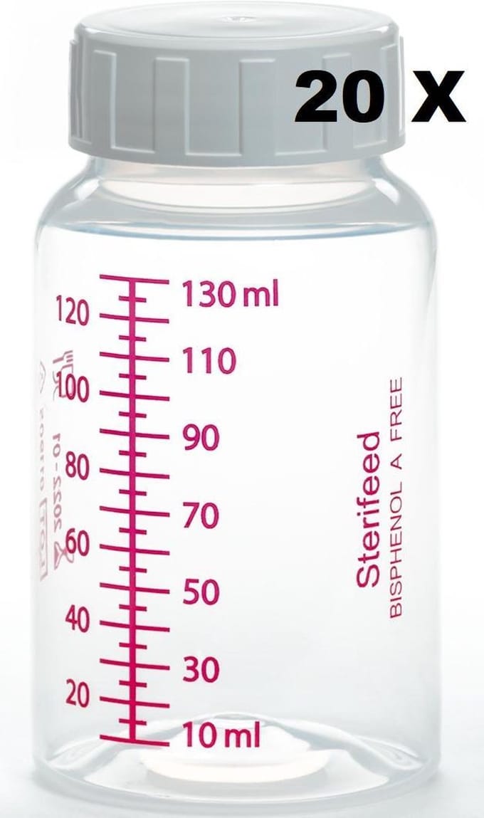 Sterifeed: Moedermelk bewaarfles (herbruikbare kwaliteit)  20 stuks 130 ml (plastic)