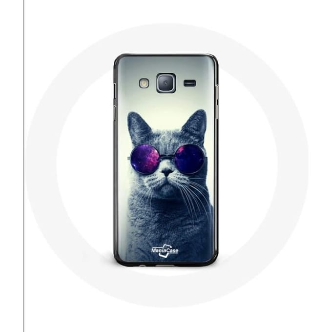 Hoesje voor Samsung Galaxy j3 2016 Kat Paarse Brilstijl