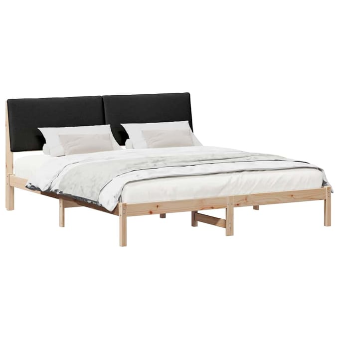 vidaXL - Bedframe - Bruin - en - zwart - 200 - x - 200 - cm - Massief - grenenhout