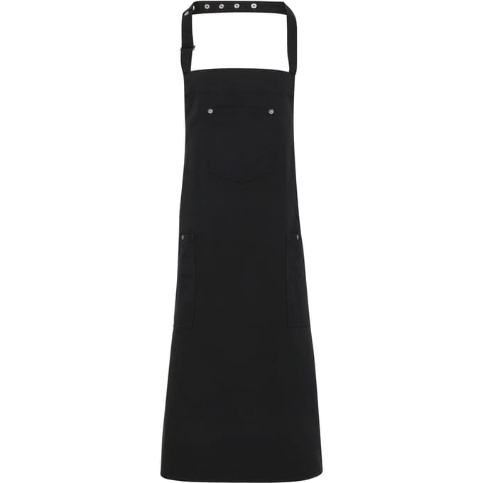 Premier Unisex Chino Cotton Bib Apron (Zwart)