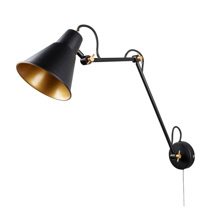 Searchlight Wandlamp 7403 met 3 scharnieren, zwart-goud