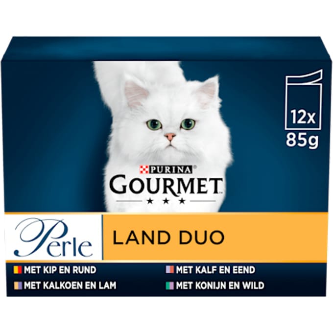 Gourmet Perle Duo Vlees - Mini Filets in Saus - 12x85 Gr Kattenvoer