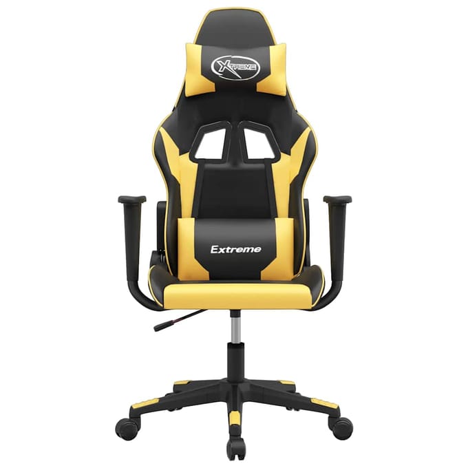 vidaXL - Massage - gamestoel - kunstleer - zwart - en - goudkleurig