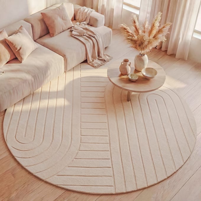 FRAAI Rond Scandinavisch vloerkleed - Charm Arches Beige - Ø 200cm