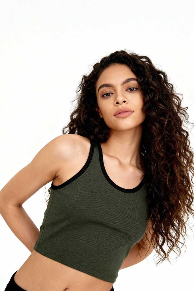Geribbelde Mouwloze Crop Top