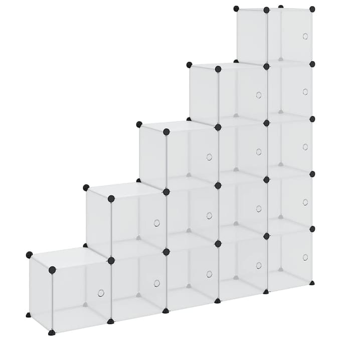 vidaXL - Opbergkubus - organizer - met - 15 - vakken - en - deuren - transparant - PP
