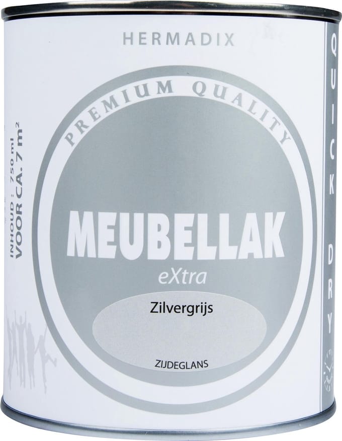 Hermadix Meubellak eXtra - Dekkend - Zijdeglans Zilvergrijs