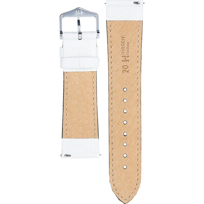 Hirsh Horlogeband -  Rainbow Wit - Leer - 20 mm