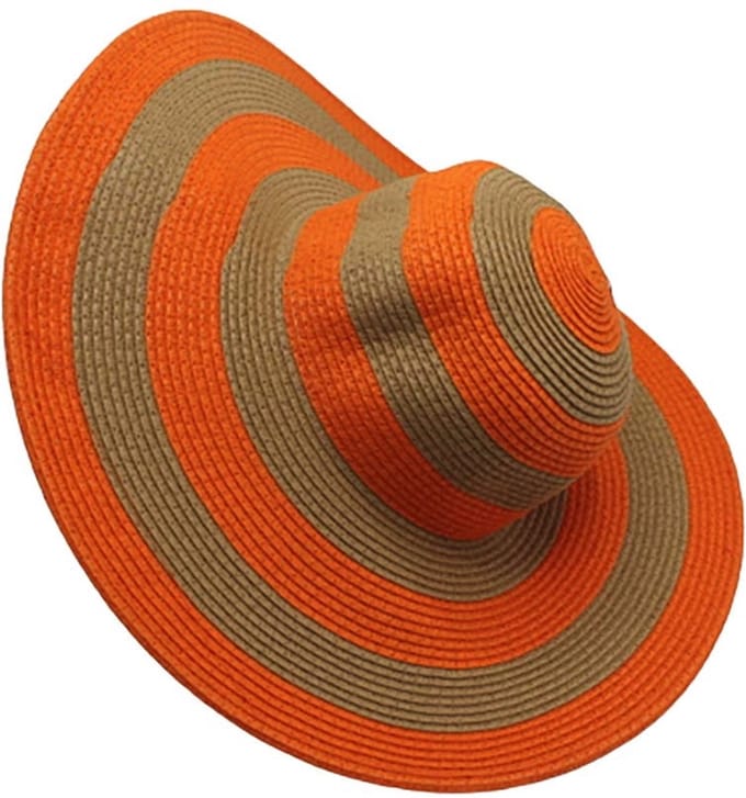 Zonnehoed Strandhoed Oranje-Beige. Maat: M