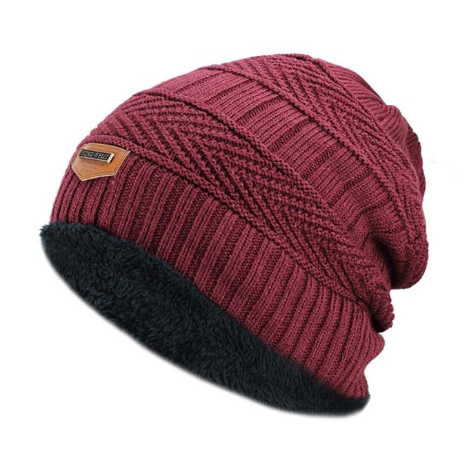 Wintermuts voor heren, gebreide wintermuts, wintermuts voor dames, dikke wollen nekdoek, bivakmuts, masker, muts. bordeaux