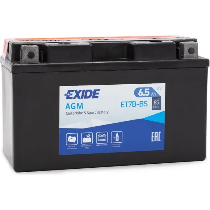 Verzegelde agm motorfiets accu Exide ET7B-BS