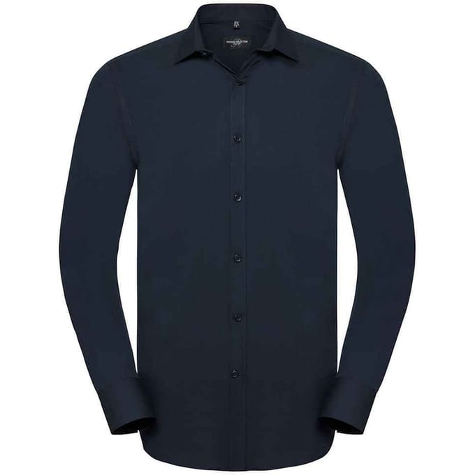 Russell Collection Heren Ultimate Stretch Formeel Overhemd met Lange Mouwen (Heldere marine)