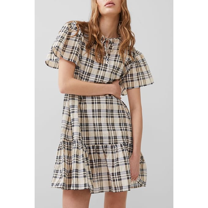 French Connection Ivy Check Dress Black Größe: S | Minikleider Outlet | Damen | Schwarz