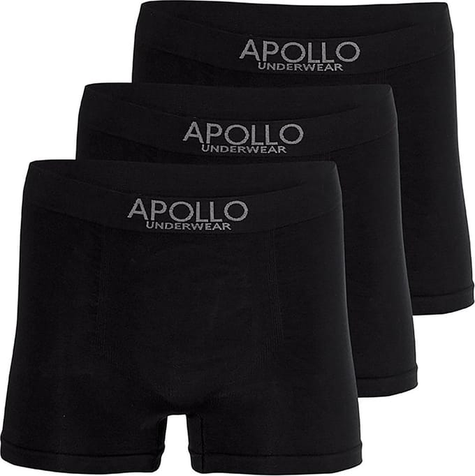 Apollo heren boxershorts naadloos - maat M - 3-pack - zwart