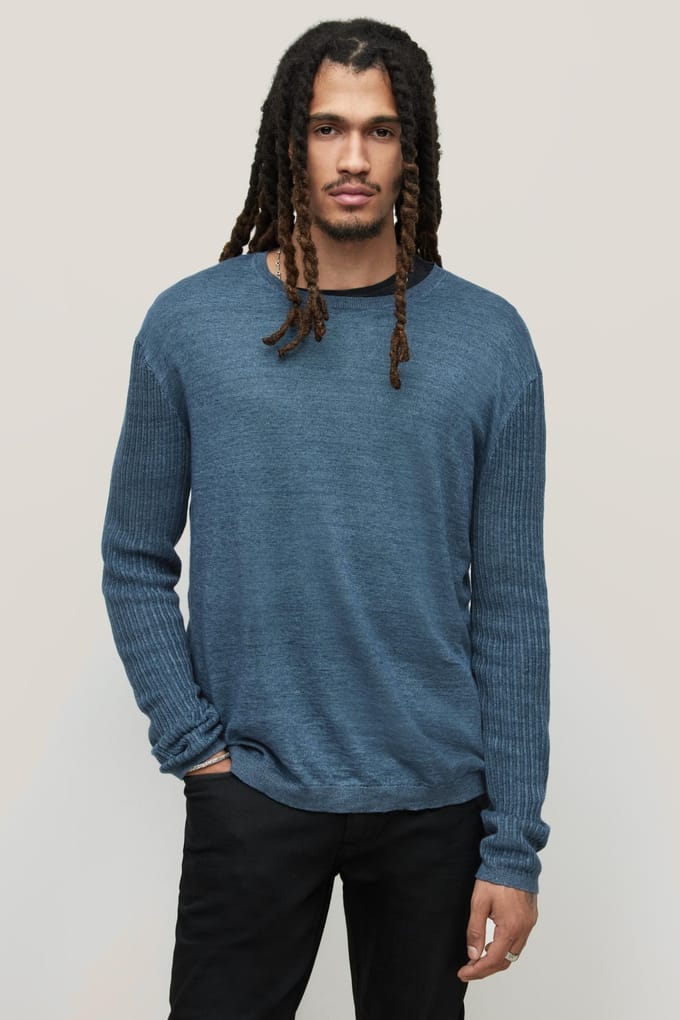 John Varvatos Moore Regular Fit Ls Crew Sapphire Taglia: XXL | Maglioni a maglia Outlet | Uomo | Blu