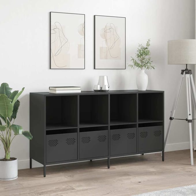 vidaXL - Dressoir - 135x39x73,5 - cm - koudgewalst - staal - zwart