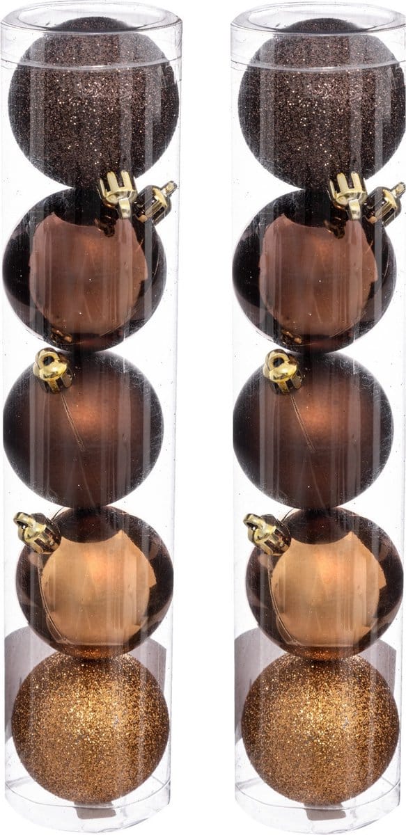 Atmosphera kerstballen - 10x stuks - brons - kunststof - 5 cm