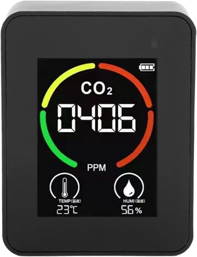 Fijnstofmeter - Luchtkwaliteitsmeter Voor Binnen - Co2 Meter - Zwart - Luchtanalyse