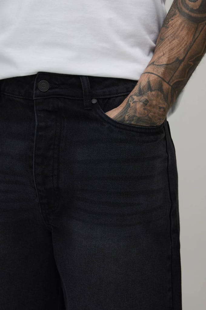 Tall Essential Relaxed Fit Denim Jorts | Washed Black | Size 56