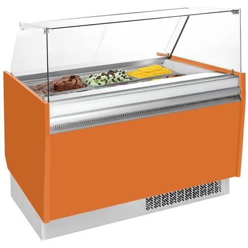GGM Gastro Eistheke LIAM - 1310mm - Statisch - für 10+10x 5 Liter Eisbehälter - Orange Oranje