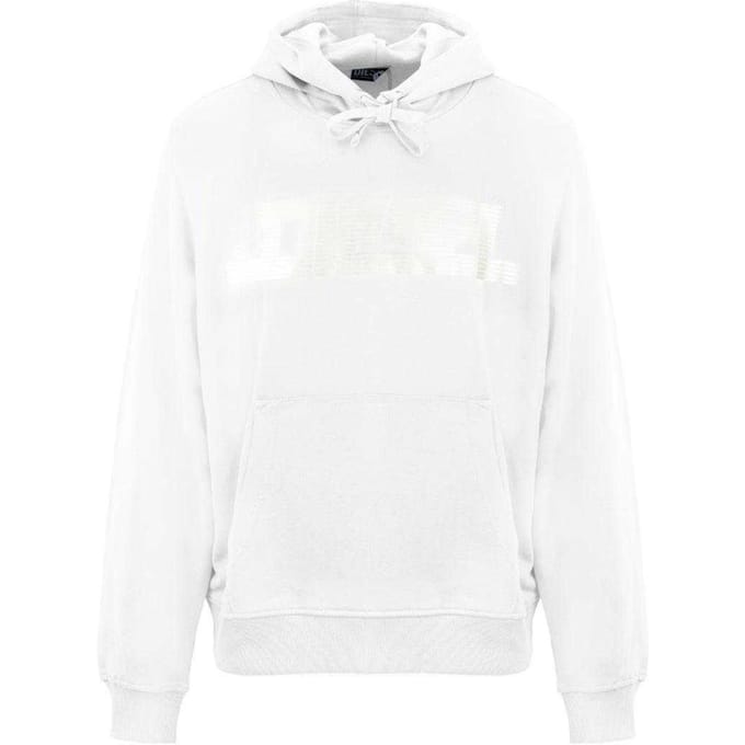 Diesel Heren Monotone Logo Hoodie (Helder wit)