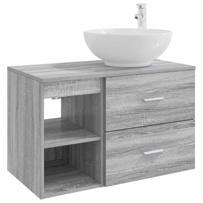 vidaXL - Badkamerkast - set - 2 - st - Grijs - Sonoma - 79,5 - x - 44,5 - x - 80 - cm
