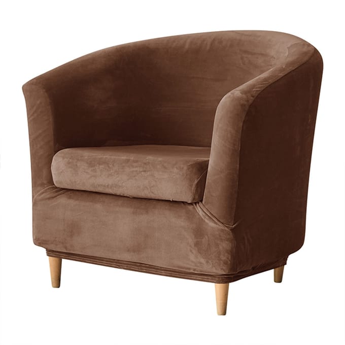 Meble odNowa - Clubfauteuil Hoes - Brons Velours - Elastisch - Machinewasbaar